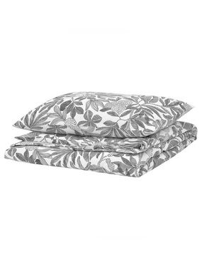 Leaf-Print Bedding Set - Neutral Printed Duvet Cover & Pillowcase